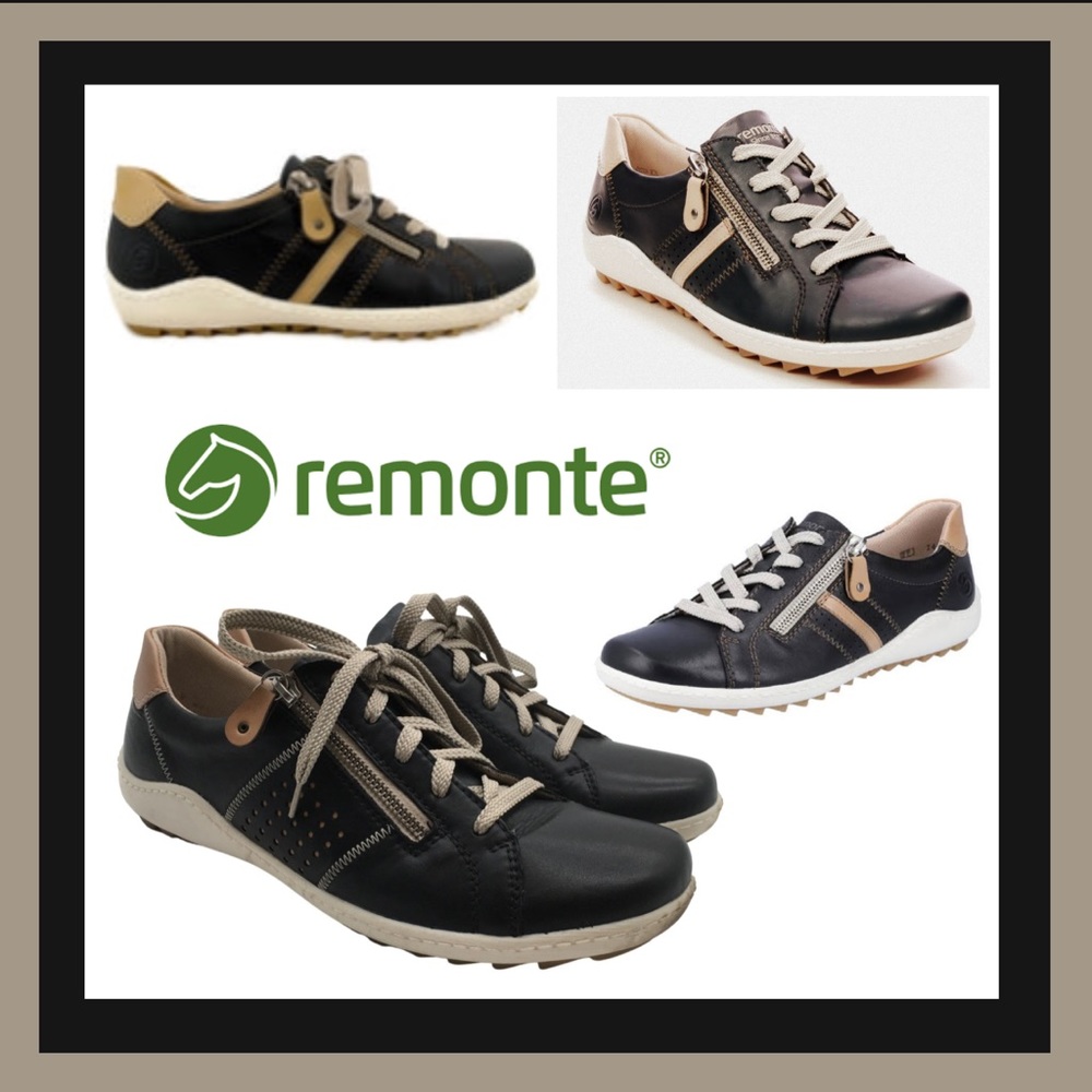 Remonte R1432 LIV32 PAZIFIK/BISQUIT Butter Soft Leather Side Zip Sneakers Sz 39